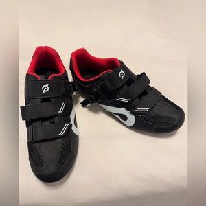 Peloton Black Cycling Shoes with Red Accents